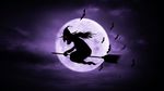 万圣节巫婆扫把月亮蝙蝠恐怖