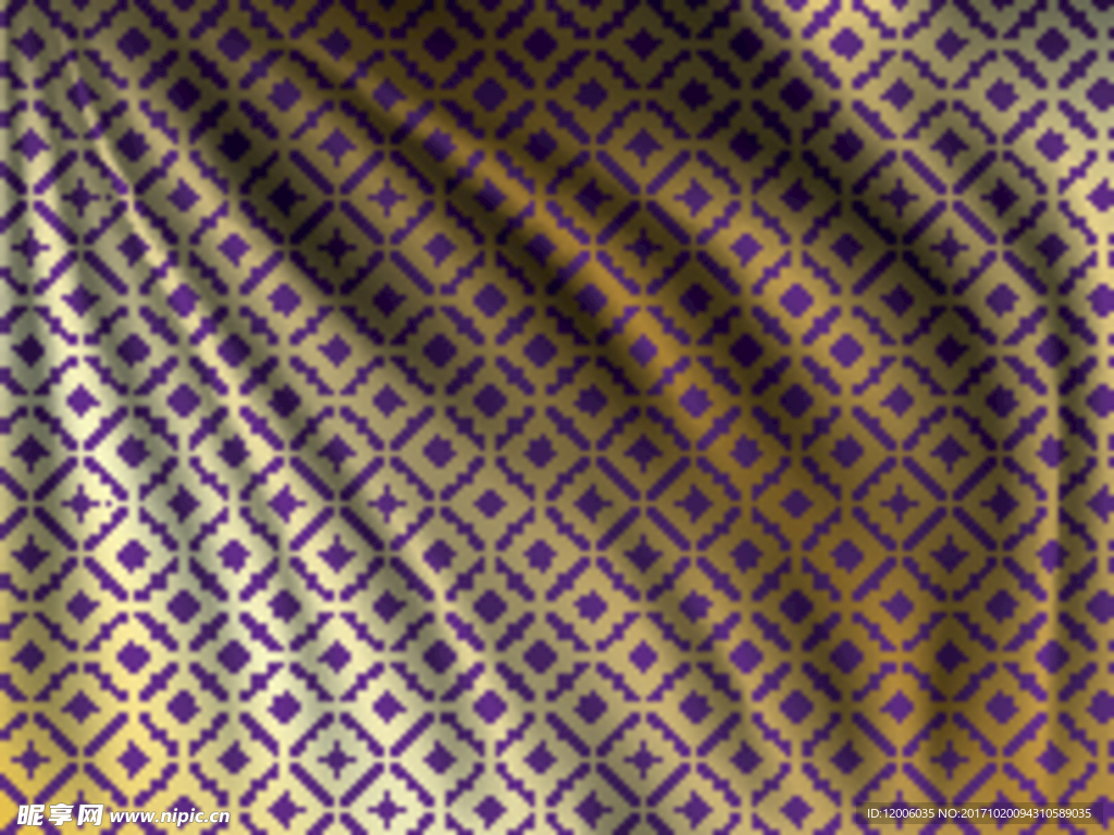 紫色格子花纹布料褶皱背景