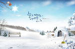 卡通 雪景 雪屋 房子