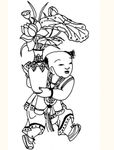 抱荷花花瓶的中国古代童子