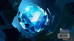 蓝色闪耀抽象几何球体背景矢量素