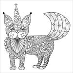 手绘线描黑白动物矢量图