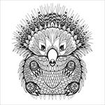 手绘线描黑白动物矢量图