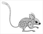 手绘线描黑白动物矢量图