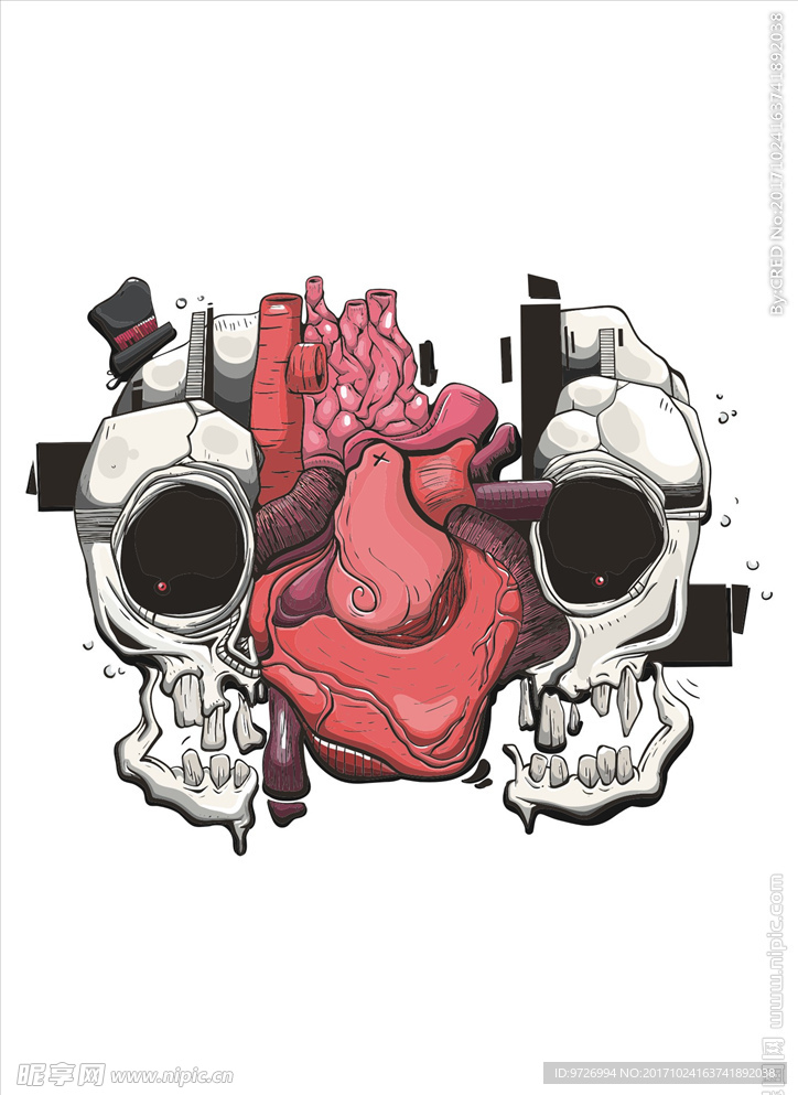 手绘骷髅头矢量图下载