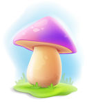 生长在草地上的紫色蘑菇