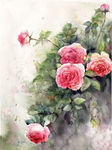 插画水彩花