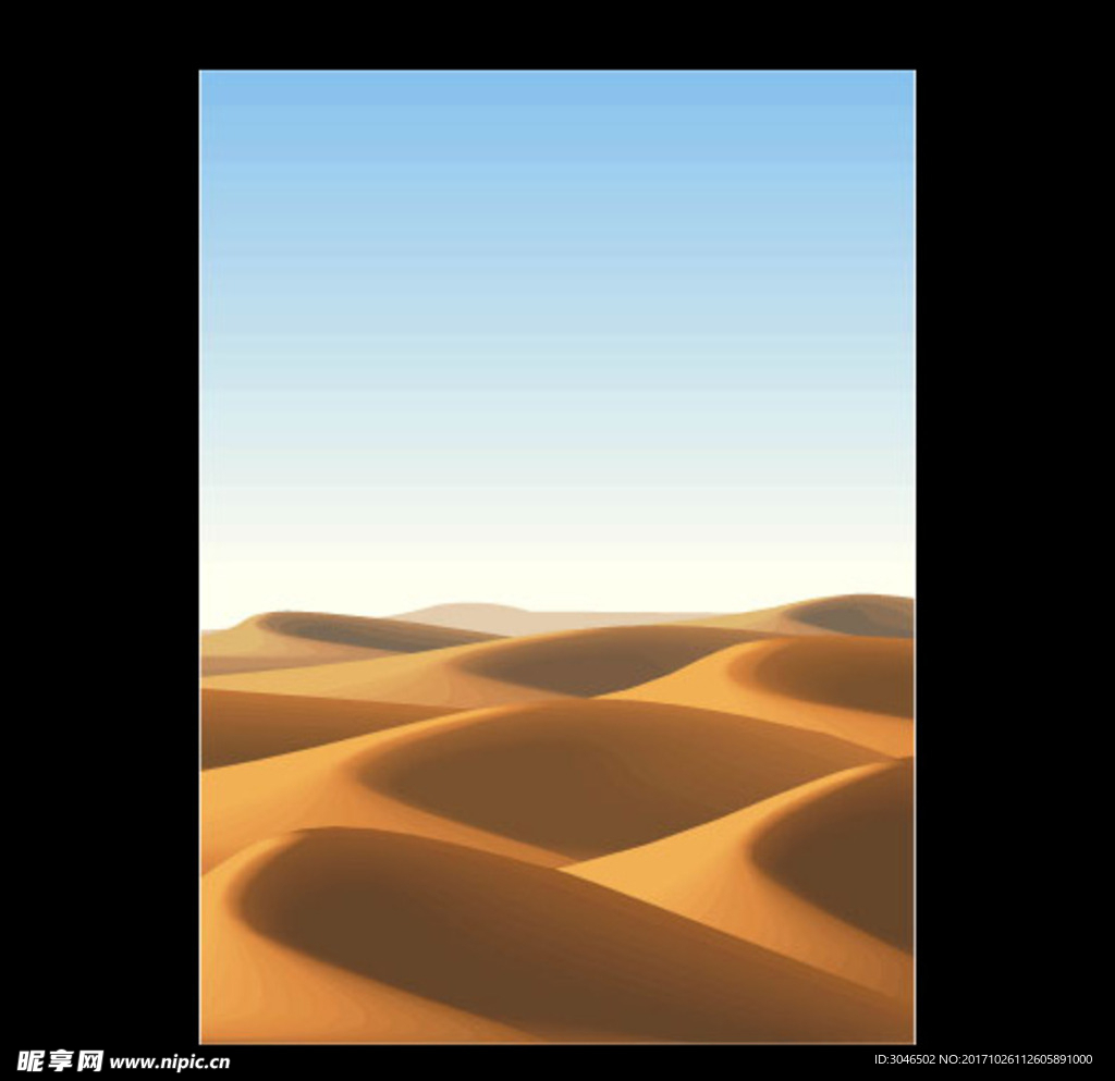手绘沙漠矢量图