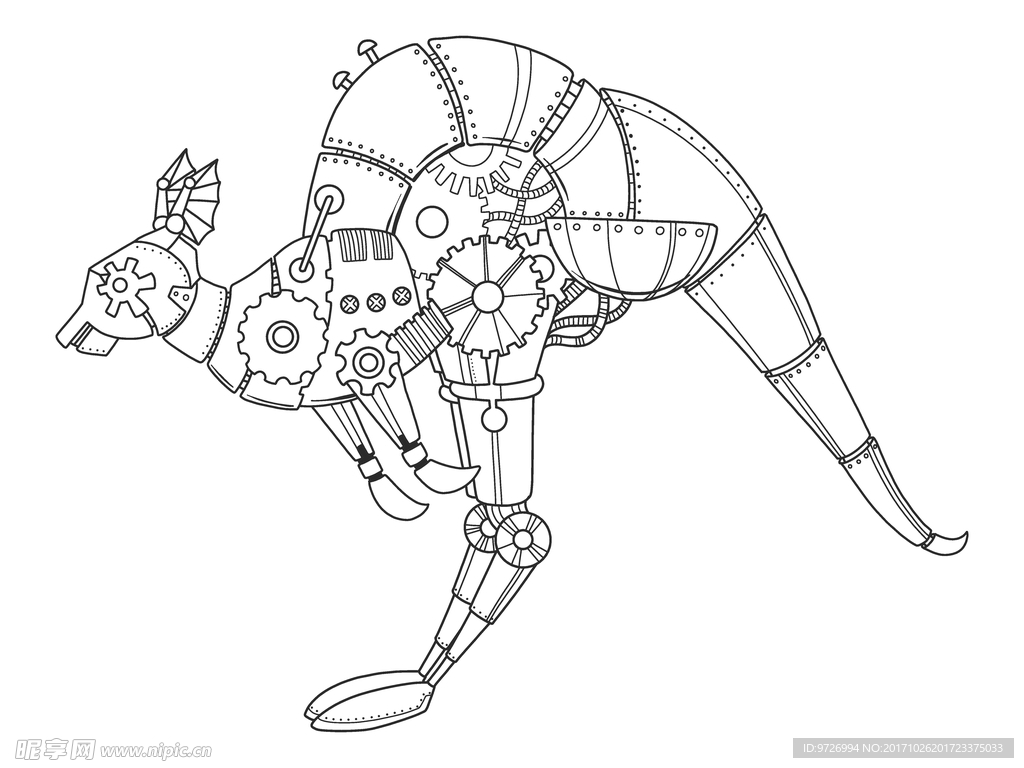机械袋鼠矢量图下载