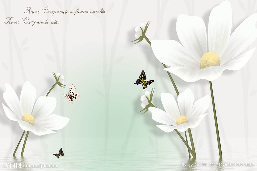 白色鲜花唯美背景墙