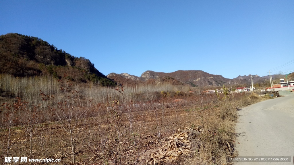 农村路旁的山地