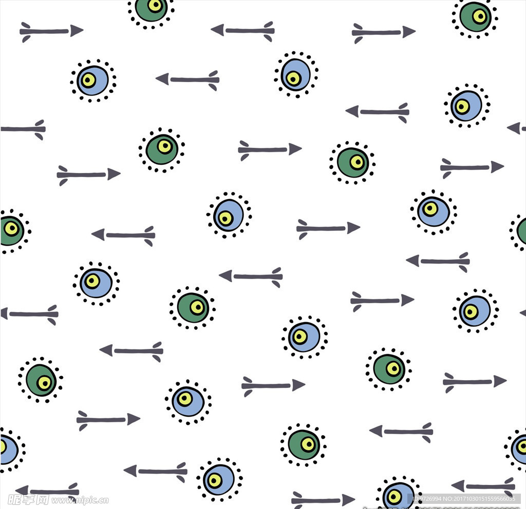 圆圈箭头四方连续底纹