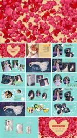 粉红玫瑰花瓣浪漫婚礼开场电子相