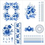 手绘中国风青花印花图案
