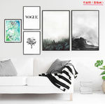 新中式山水风景迷雾森林无框画