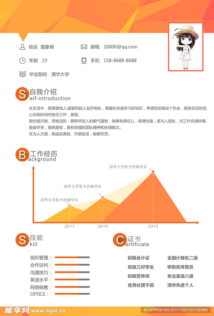 简历模板个人介绍求职应聘资料