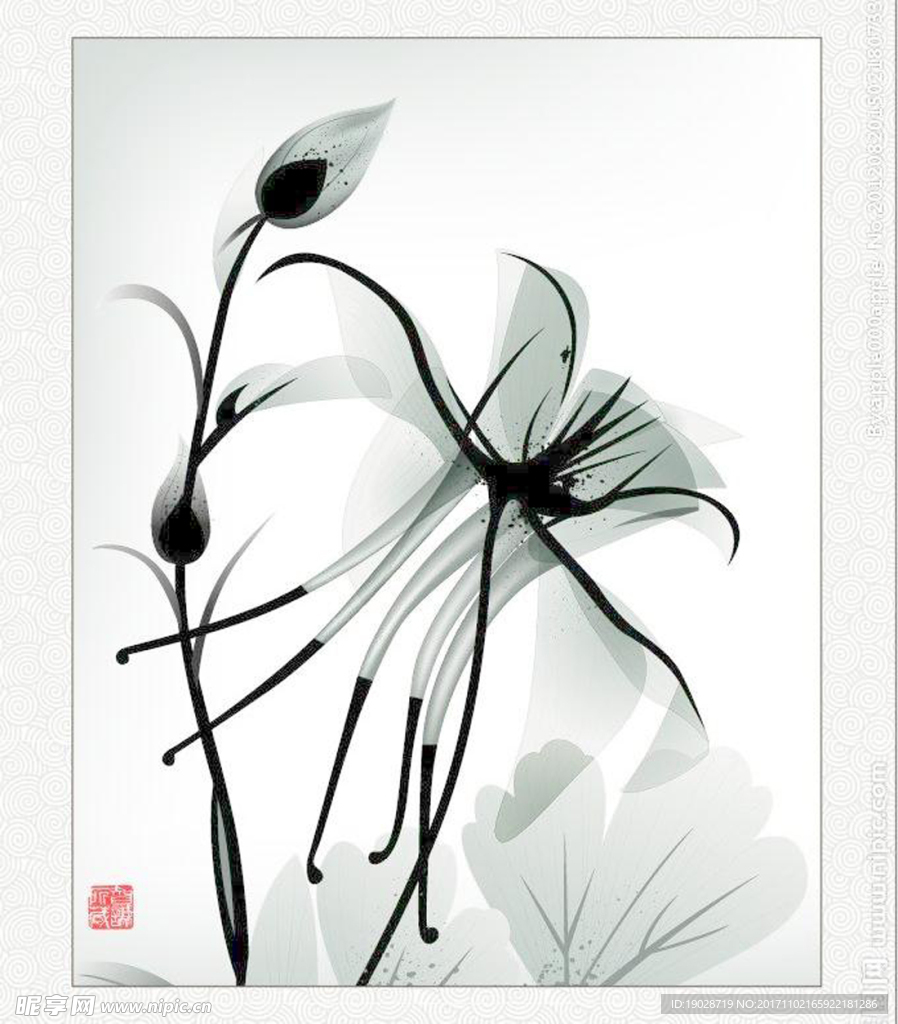 莲花水墨