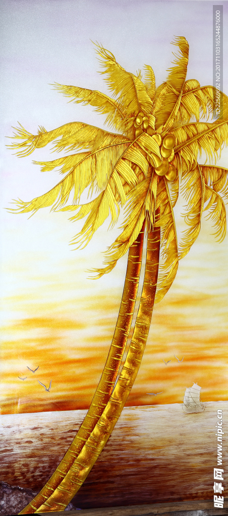 移门图案 金色椰子树