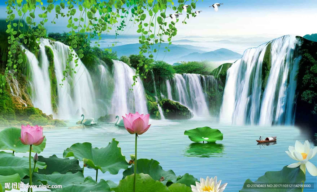 山水风景背景墙