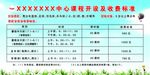 体育中心课程收费标准展板