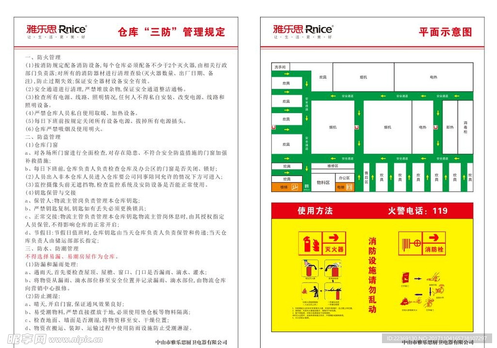 仓库三防图岗位职责看板消防平面