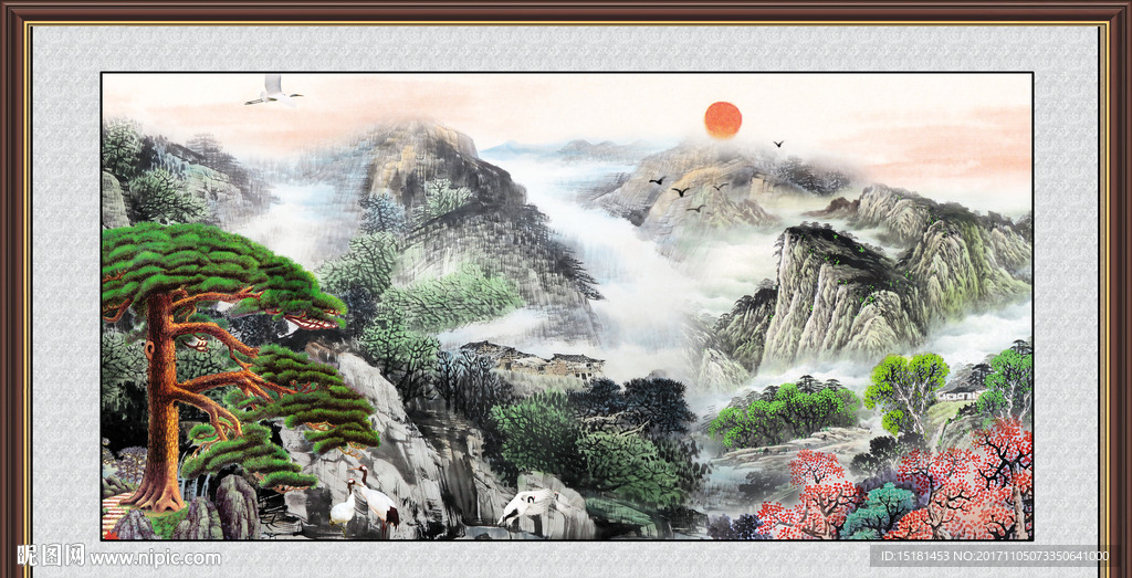 国画迎客松