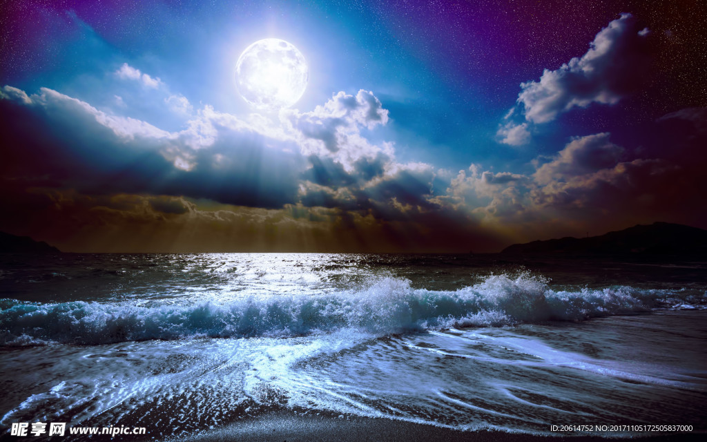 夜色下的大海