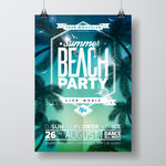 蓝色夏季海滩派对广告海报