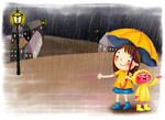 喜迎下雨季节手绘图