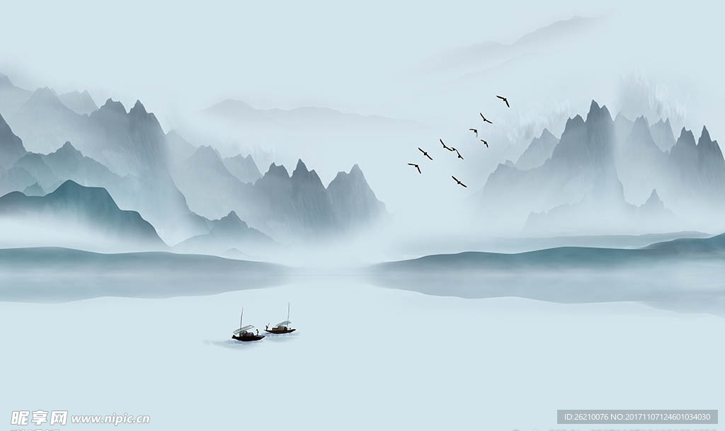 水墨山水背景墙