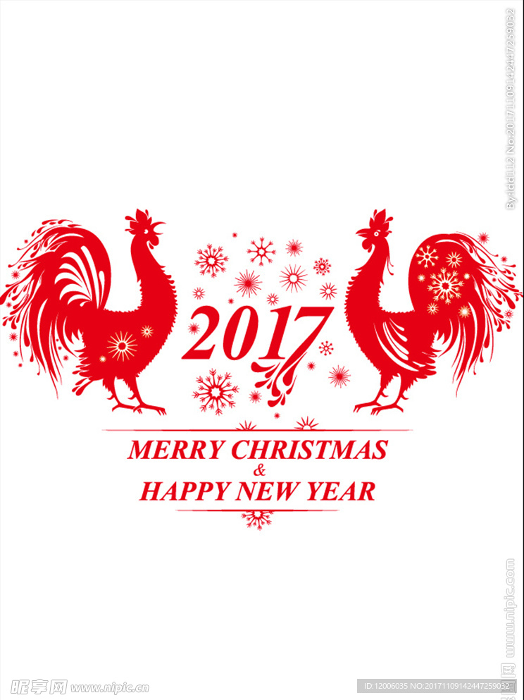红色大公鸡新年背景矢量素材