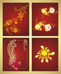 矢量花纹 金黄花纹 三维星星