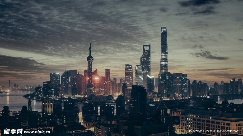 上海 夜景 黄浦江 城市 高楼