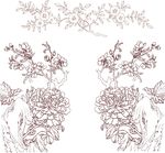线描花卉矢量素材
