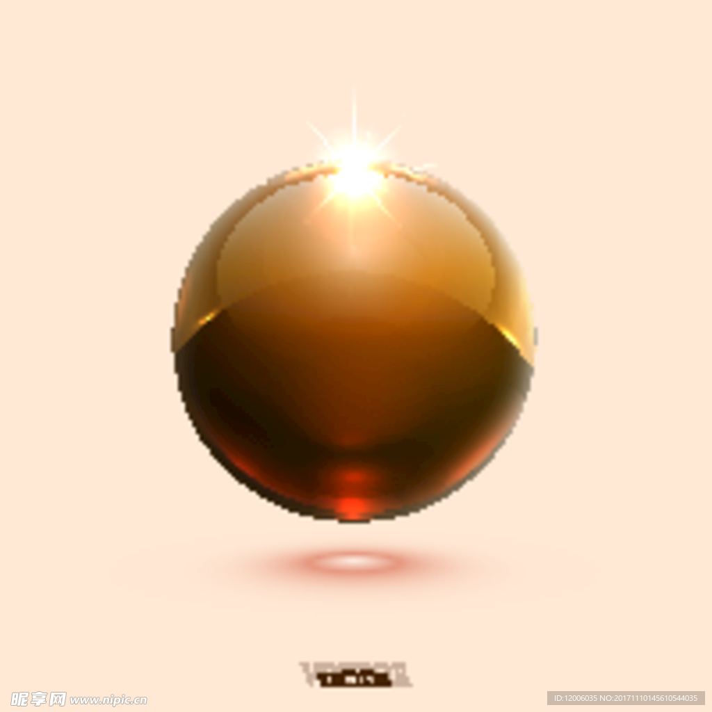 棕色发光立体水晶球矢量素材