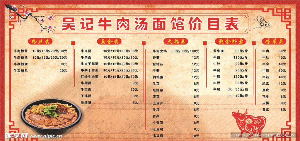 价目表