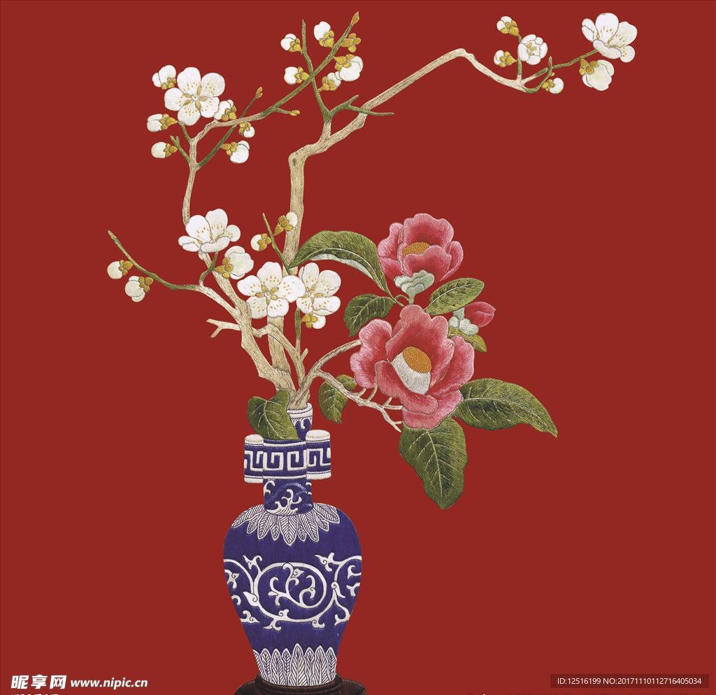 刺绣 绣花 茉莉花 桃花 梨花
