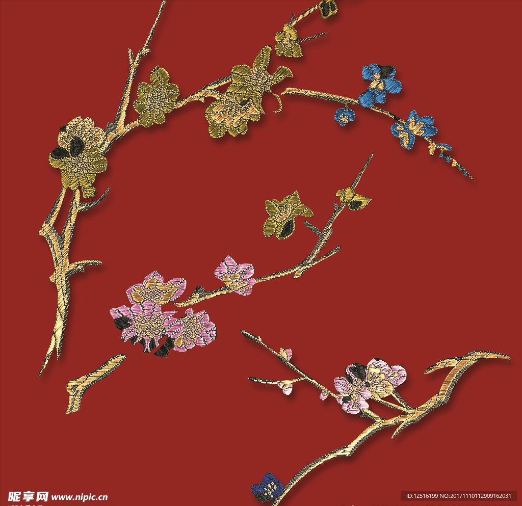 刺绣 绣花 茉莉花 桃花 梨花
