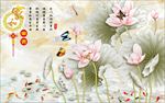3D画荷花图背景图