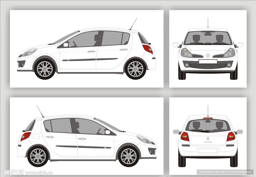 矢量雷诺Clio汽车 汽车素材