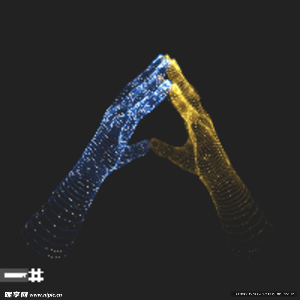 彩色三维科技手掌