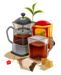茶叶茶壶茶杯矢量图