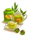 茶叶茶壶茶杯矢量图