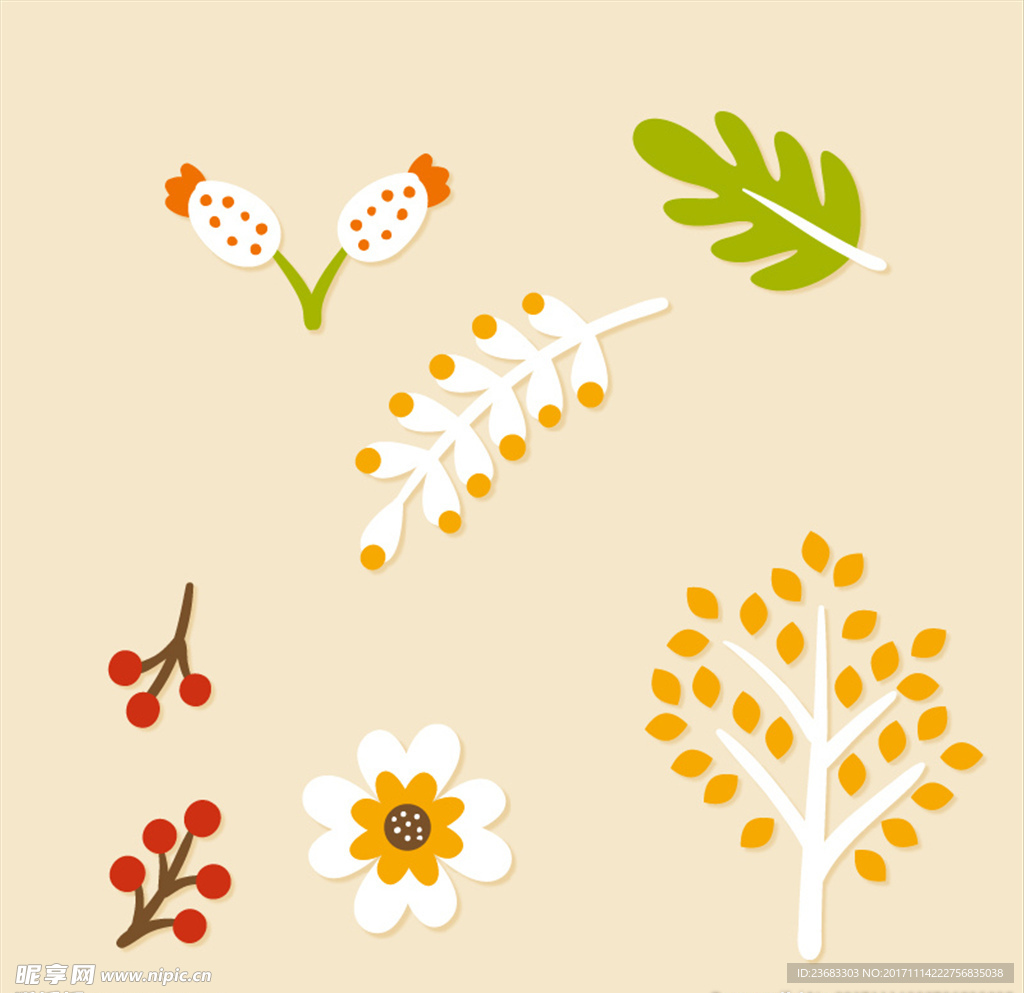 花朵树叶矢量图