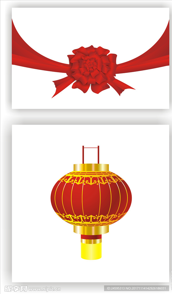 矢量绸带幕布 矢量大红灯笼