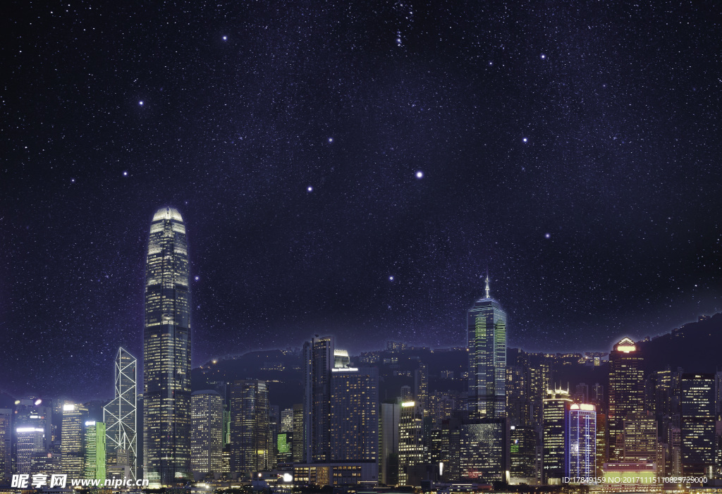 星空楼房夜景图