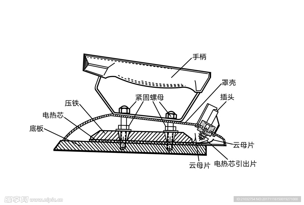 普通电熨斗的结构图