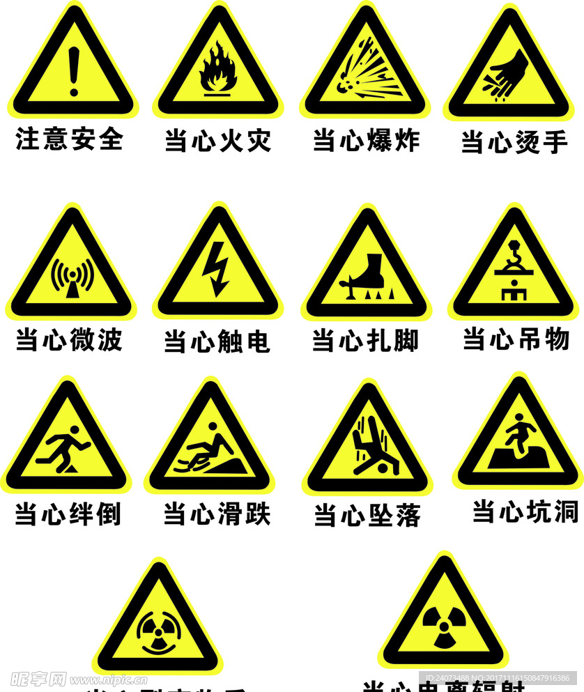 注意安全 标识标志