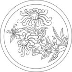 蝴蝶与菊花雕刻图案
