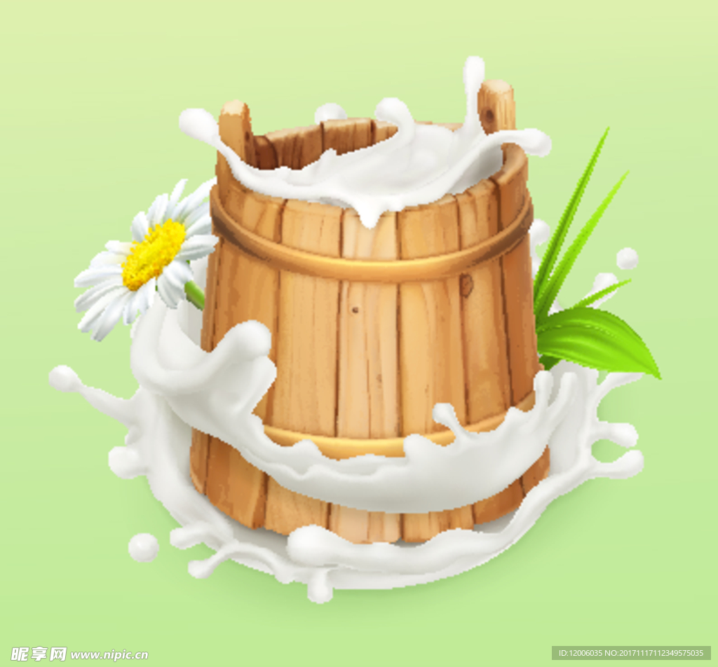 木桶里的牛奶矢量素材